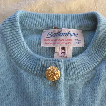 Ballantyne 100% 캐시미어 가디건 38 스카이블루