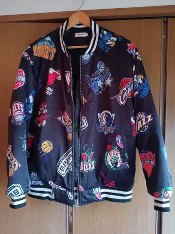 NBA 로고 바시티 자켓 블랙 L