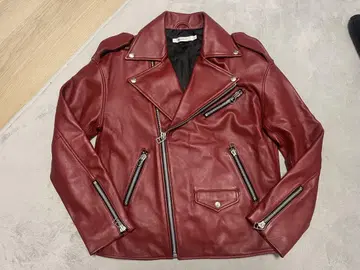 MOUSSY 버건디 가죽 싱글 라이더 자켓 양가죽 천연 가죽