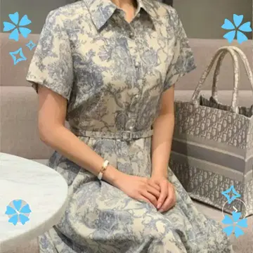 꽃무늬 셔츠 원피스 반팔 벨트 포함