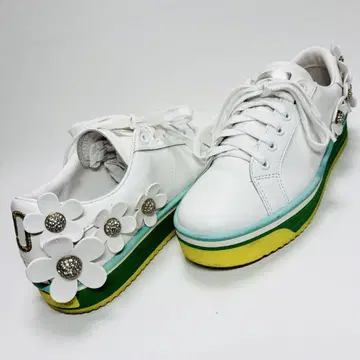 마크제이콥스 데이지 플로럴 가죽 스니커즈 화이트 37