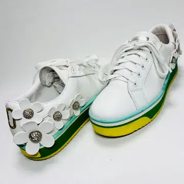 마크제이콥스 데이지 플로럴 가죽 스니커즈 화이트 37