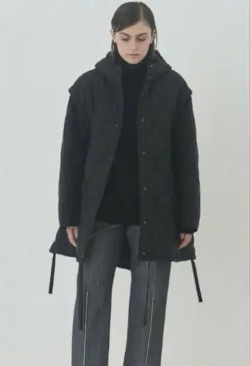 르쉘블루 퀼팅 2way 코트 판초 다운
