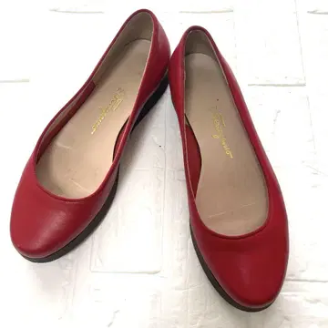 Ferragamo 펌프스 로우힐 플랫슈즈 레드 23.5cm
