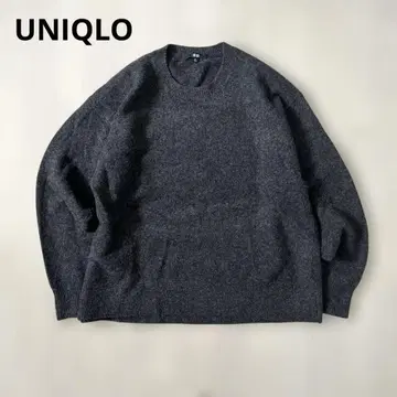 유니클로 수플레얀 크루넥 스웨터 다크 그레이 XL