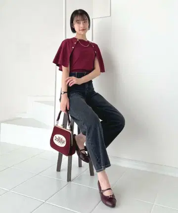 체인 달린 더블 버튼 2way 케이프 니트