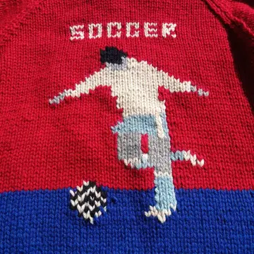 레어 축구 패턴 코위찬 니트 빨간색 파랑 soccer