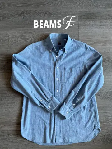 [ 새상품급 ] BEAMS f 빔즈 F 샴브레이 버튼 다운 셔츠 블루