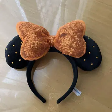 새상품급 디즈니 스팽글 머리띠 오렌지 블랙