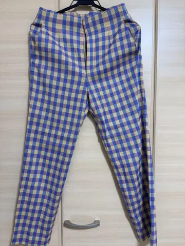 UNITED ARROWS 샤이니 깅엄 체크 팬츠
