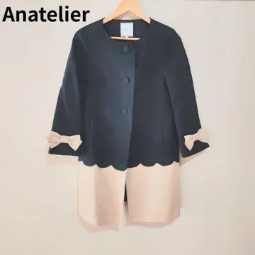 Anatelier 바이컬러 노카라 코트 A라인 스프링 코트 M