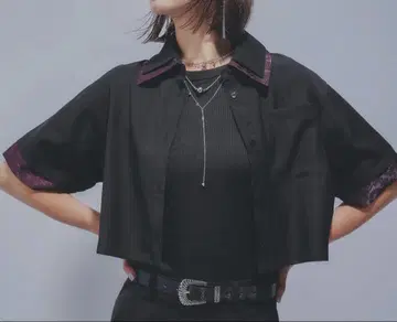 자카드 레이어드 셔츠(HARE) 블랙