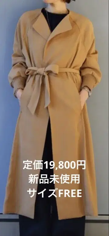 미사용 새상품 Aresense 아센스 소매 리브 래글런 코트