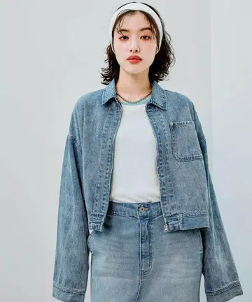 LEPSIM 렙심 ZIP 숏 데님 자켓
