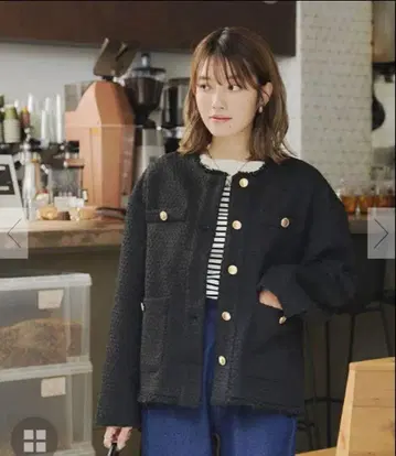 미사용 새상품 titivate 트위드 노카라 자켓 티티베이트