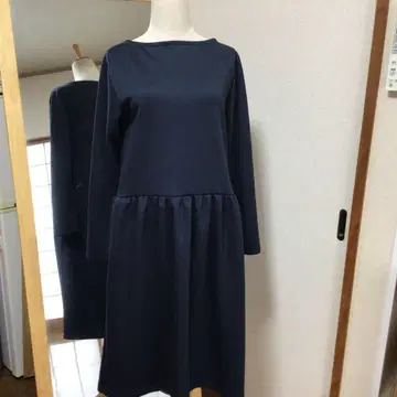 핸드메이드 네이비 보트넥 원피스