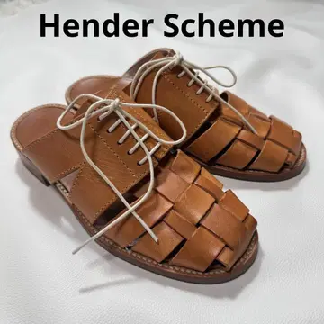 핸더 스킴 Hender Scheme 구르카 샌들 뜨개질 가죽