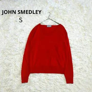 새상품급 JOHN SMEDLEY 빨간색 V넥 울 니트 S