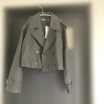 ZARA 그레이 더블 브레스트 크롭 자켓 XS