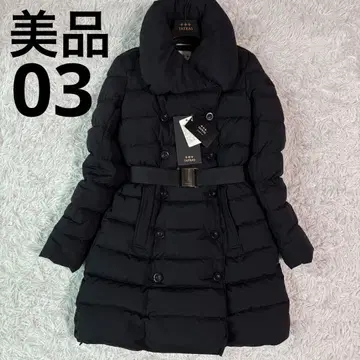 새상품급 타트라스 다운 코트 로아냐 숄카라 A라인 벨트 블랙