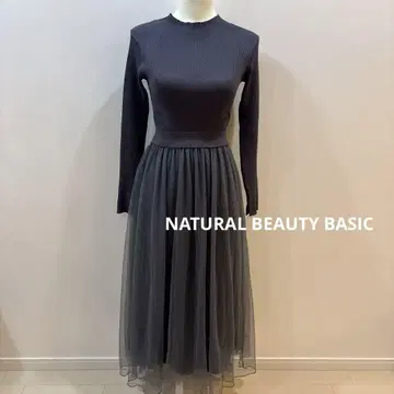 NATURAL BEAUTY BASIC 튤 도킹 니트 원피스 S