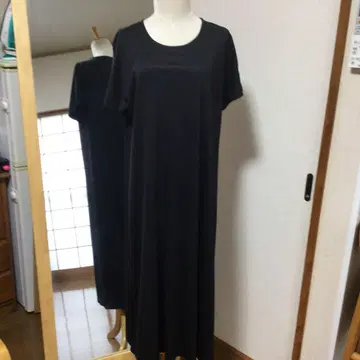 핸드메이드 블랙 티셔츠 원피스 반팔 롱