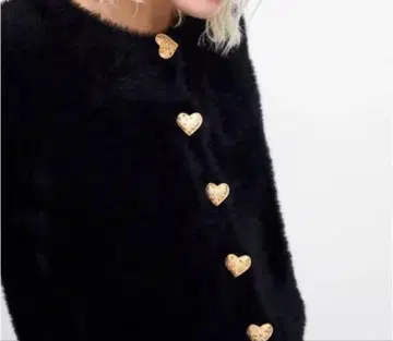 ZARA 하트 버튼 가디건 블랙 M 사이즈