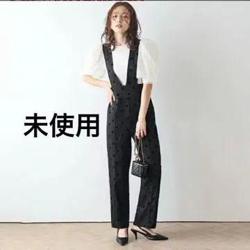 라지엠 플로키 도트 하이웨스트 살로펫 올인원