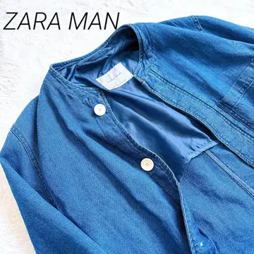 ZARA MAN 자라 데님 롱 코트 데님 자켓 노카라 40