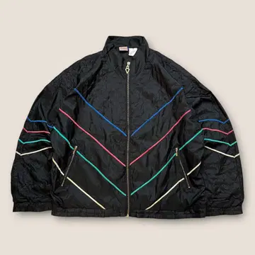 80s TAIL 나일론 자켓 라인 디자인 유로 빈티지