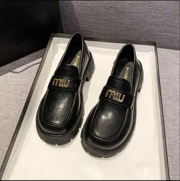 블랙 가죽 로퍼 통굽 23cm