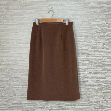 콜레트 트위드풍 브라운 스커트 무릎 아래 기장 울 혼방 타이트 스커트