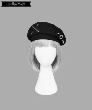 DimMoire 매혹의 로고 리벳 베레모 BLACK