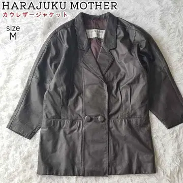 하라주쿠 마더 카우스킨 가죽 자켓 어깨 패드 카우 가죽 M 천연 가죽