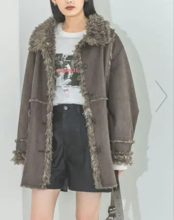 가격 대폭 인하 JEANASIS 리버서블 무스탕 퍼 블루종 브라운