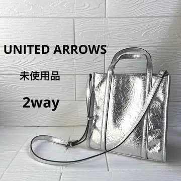 [ 미사용 ] UNITED ARROWS 2way 메탈릭 스퀘어 토트백