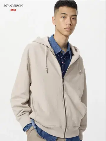 유니클로 JW ANDERSON 오버 사이즈 풀 집업 맨투맨 후드티