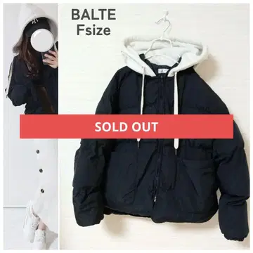 BALTE 맨투맨 빅 후드 부착 충전솜 아우터 블랙