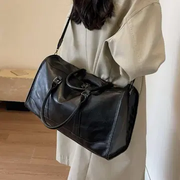 블랙 가죽 보스턴 백