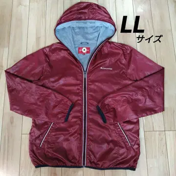 CONVERSE 후드 부착 나일론 자켓 크림슨