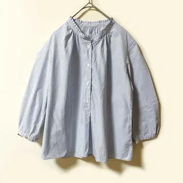 컨디션 최상 마가렛호웰 프릴 노카라 긴팔 셔츠 블라우스