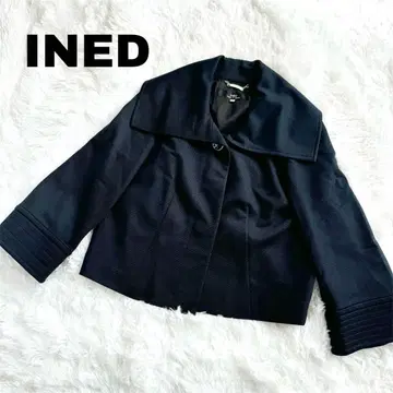 새상품급 INED 이네드 빅 칼라 케이프 코트 네이비 라이트 아우터