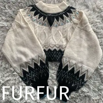 FURFUR 페어아일 무늬 니트 노르딕 무늬 벌룬 슬리브