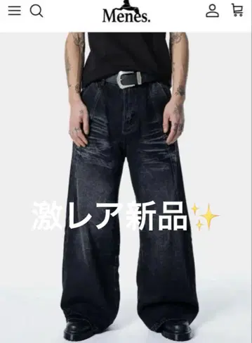 MENES 새상품 Black Faded Wide Leg Jeans S