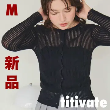 [ 새상품 ] titivate 리브 시어 니트 가디건 M