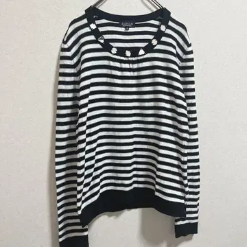 소니아 리키엘 SONIARYKIEL 보더 티셔츠 화이트 블랙 사이즈 40