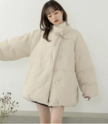 충전솜 리본 미들 코트