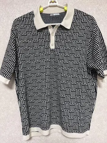 ZARA 기하학 패턴 피케 셔츠 L 사이즈
