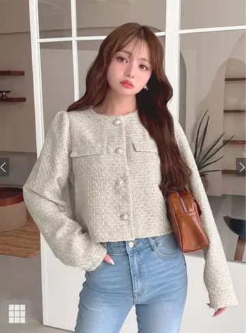 GRL 그레일 스팽글 트위드 자켓