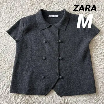ZARA 플레인 니트 숏 슬리브 가디건 M